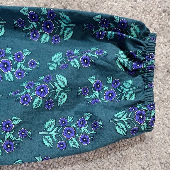 J. Crew Dark Teal Floral Long Sleeve Ruffleneck Poplin Blouse Romantic CD288 - Picture 10 of 10